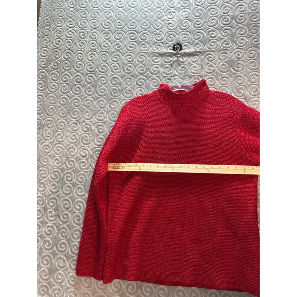 Karen Scott Red Mock Neck Knit Sweater Textured Long Sleeve Women's Size L - Picture 6 of 11